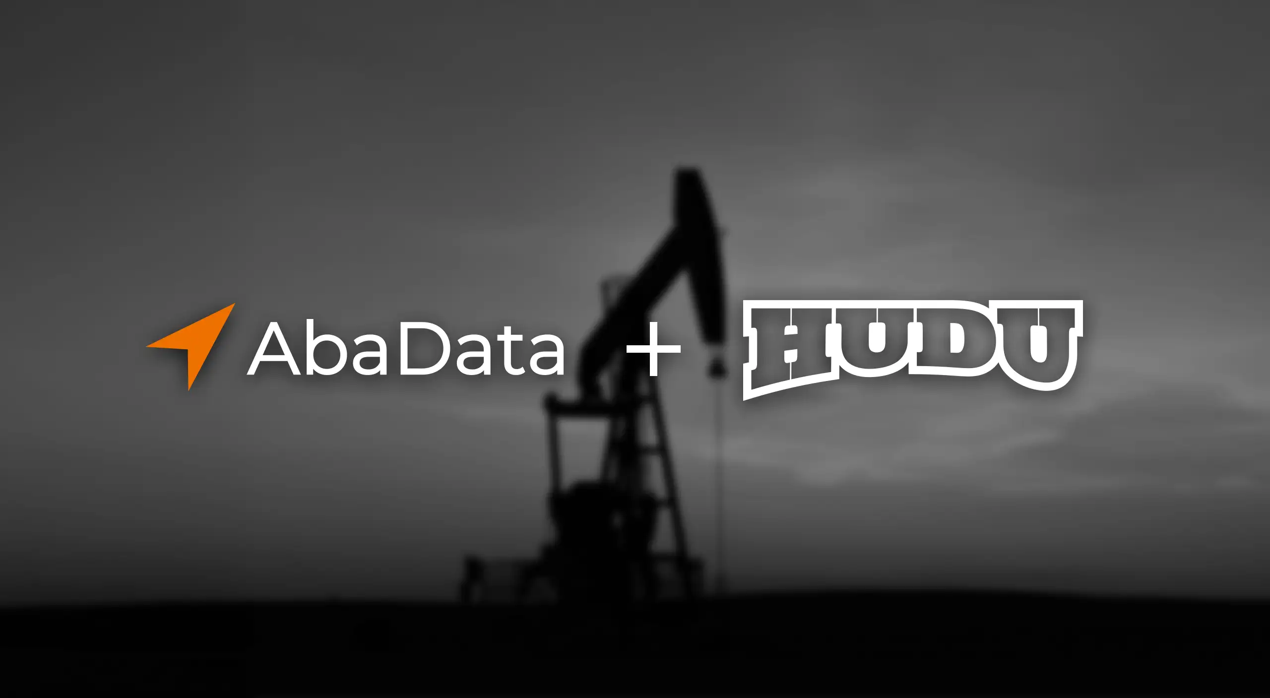 AbaData Acquires HUDU Pipelines graphic showing the two company logos and a pumpjack in behind.